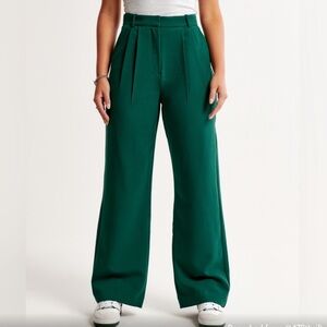 Abercrombie Sloan Wide Leg Tailored Pants - Green